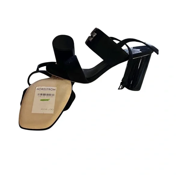 New Tory Burch Eleanor Black Velvet Women's Sandals 7M Rare find - Picture 3 of 4